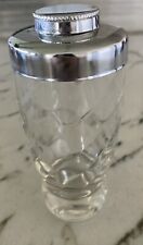 Vintage MCM Large Cocktail Shaker Swirl Clear Glass Chrome Lid picture