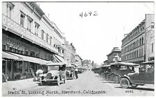 1910s HANFORD CALIFORNIA,IRWIN STREET SCENE SHOPS,CARS~KINGS COUNTY CA~POSTCARD picture