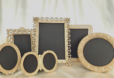LOT OF SIX GOLD TONE METAL PICTURE FRAMES picture