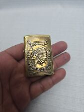 Vintage 2000 Zippo Indian Chief Head BRASS Lighter XVI B Used picture