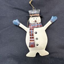 Vintage New Russ Berrie Tophat Snowman Tin Christmas Ornament 5