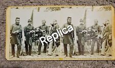 Nice Stereoview Replica OF Union Soldiers By A Cannon With Swords  picture