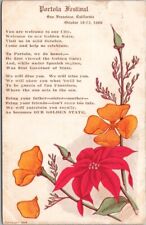 Vintage 1909 PORTOLA FESTIVAL San Francisco CA Postcard Poem / Golden Poppies picture