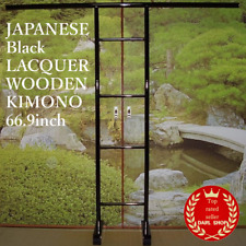 JAPANESE Black LACQUER WOODEN KIMONO Height STAND RACK hanger rack 66.9inch NEW picture