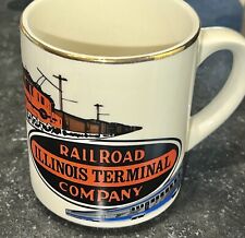 RARE Railroad Illinois Terminal Company White Orange Gold Rim Train Coffee Cup picture