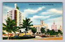 Miami Beach FL-Florida, Collins Avenue Hotel Row, Antique Vintage Postcard picture