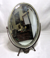 19thC Antique Hand Wrought Iron Mens Shaving Mirror Beveled CIVIL WAR ERA picture