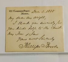 1888 PHILLIPS BROOKS - AUTOGRAPHED HAND WRITTEN LETTER SIGNED BOSTON picture