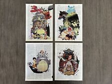 Ghibli Tribute Dictionary Art Print Spirited Away Totoro Howl's Kiki - Set of 4 picture