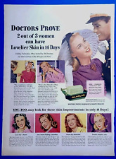1945 Palmolive Soap Vtg 1940's Magazine Print Ad Lovelier Skin in 14 Days  picture