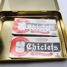 ADAMS CHICLETS 2 PACK SEALED WITH BOX TIN ANTIQUE VINTAGE REALLY DELIGHTFUL picture