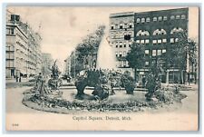 1906 Scenic View Capitol Square Fountain Detroit Michigan MI Antique Postcard picture