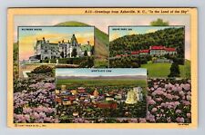 Asheville NC-North Carolina Scenic Greetings Biltmore Grove Park Linen Postcard picture