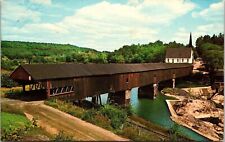Bath New Hampshire Ammonoosuc River Covered Bridge Scenic Chrome Postcard picture