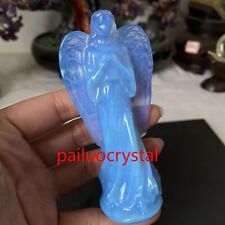 1pc Blue Opalite Angel Quartz Crystal Skull Carved Figurines Reiki Healing 4