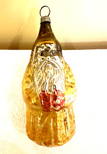 Vintage-Antique Santa St. Nicholas Father Christmas Gold Mercury Glass Ornament picture