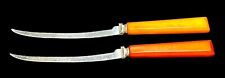 2 HENRY'S Tomato & Steak Knives Stainless w/Bakelite Butterscotch Handles 9 in. picture