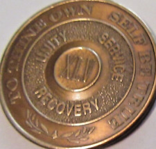 Alcoholics Anonymous AA 45 Year Bronze Medallion Chip Coin Token Sobriety Sober picture