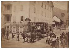 France, Chamonix, Départ de la stagecoach, vintage print, ca.1880 vintage print picture
