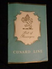 Vintage 10/4/1956 Cunard Lines R. M. S. Queen Elizabeth Passenger List picture