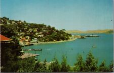 Aerial Sausalito CA Piers Sailboats Homes Marin County Chrome Postcard UNP 60's picture