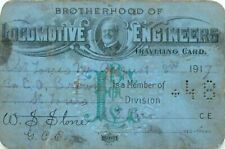 BROTHERHOOD OF LOCOMOTIVE ENGINEERS 1917 TRAVELING CARD, LABOR UNION (SB 109 ) picture