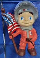 Vintage Atlantic Mold Ceramic Astronaut Boy Figure American Flag picture