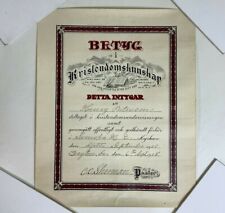 Antique Christian Education Certificate 1908 Svenstra M.E. Church Sweden 10x12.5 picture