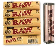 5 pk RAW Classic Natural KING SIZE SLIM Rolling Papers+110mm Hemp Plastic ROLLER picture