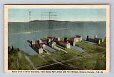 Fort William Ontario- Canada, Grain Elevators Twin Cities Vintage c1941 Postcard picture