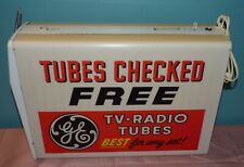 Vintage GE Tubes Checked Free TV-Radio Tubes Hanging Lighted Sign picture
