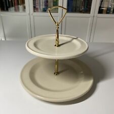 Vintage Gerald E. Henn Workshops Two Tier Serving Tray Beige/Gold Rare picture