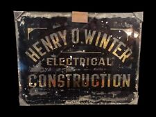 Antique reverse painted glass sign Electrical Construction Henry Winter picture