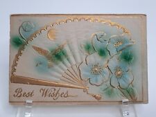Antique Early 1900s Best Wishes Postcard Embossed Posted 1915 picture