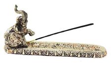 Gold Thai Elephant Buddha Wraps Incense Burner Holder Lucky Figurine Home  picture
