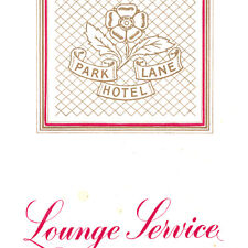 Vintage 1966 Park Lane Hotel Lounge Service Menu Piccadilly London UK picture