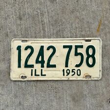 1950 Illinois License Plate Auto Tag Garage Decor Vintage White Green 1242 758 picture