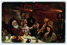 1905 Christmas Santa Claus And Family Embossed Oilette Tuck's Antique Postcard picture