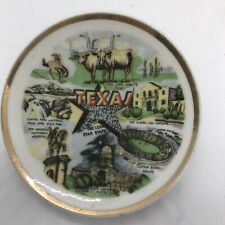 Texas Lone Star State Plate Souvenir Travel Famous Landmarks Sites 4”  VINTAGE picture