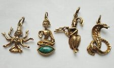4 Brass Hindu Goddess Durga Uma Devi Parvati Kali Cobra Pendants picture
