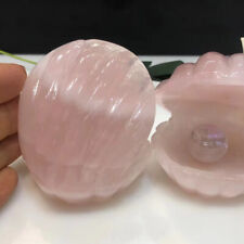 1pc Natural Pink Rose Quartz Hand Carved Shell Skull Crystal Reiki Healing Decor picture