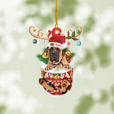 Personalized English Mastiff Dog In Snow Pocket Christmas Ornament decor picture