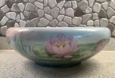 Very Old Porcelain Handpainted Fruit Bowl, Signed And Dated 1930, Water Lily picture