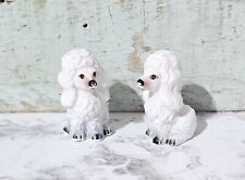 Vintage White Poodles Ceramic Bone China Dogs Figurines 2 1/2