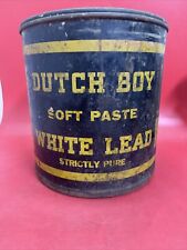RARE Vintage Circa 1940s Dutch Boy White Lead Soft Paste Lidded Pail 100LB picture