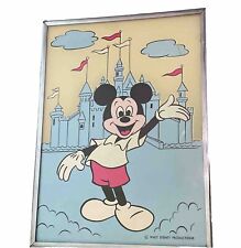9x12 Framed Picture Of Mickey Mouse Waving Hi In Front Of The Disney Castle picture