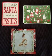 Cute set of 3 Collectible Christmas Holiday Trinket Trays Dishes picture