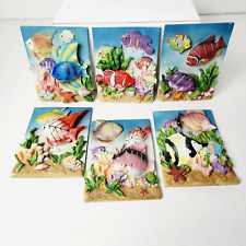 Vintage 3D Decorative Resin Tiles Tropical Fish Design by Shiah Yih Lot of 6 picture