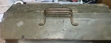 Vintage Metal Toolbox with Tray Insert Double Handle Opens at Top 21