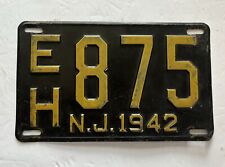 Antique 1942 New Jersey License Plate EH 875 Original Collectible picture
